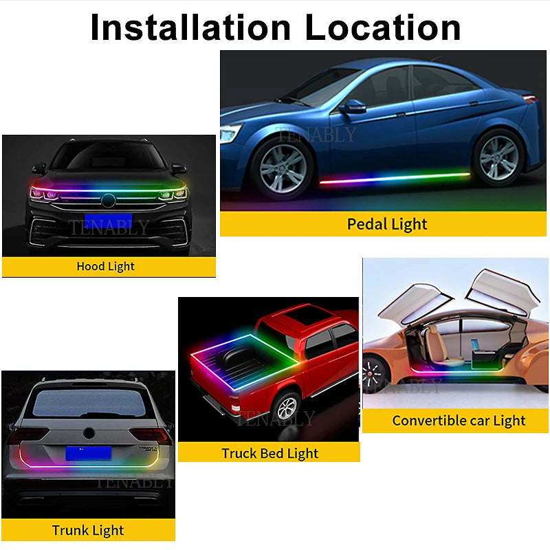 RGB Hood Multicolor Dynamic Scan Start Daytime Running Turn