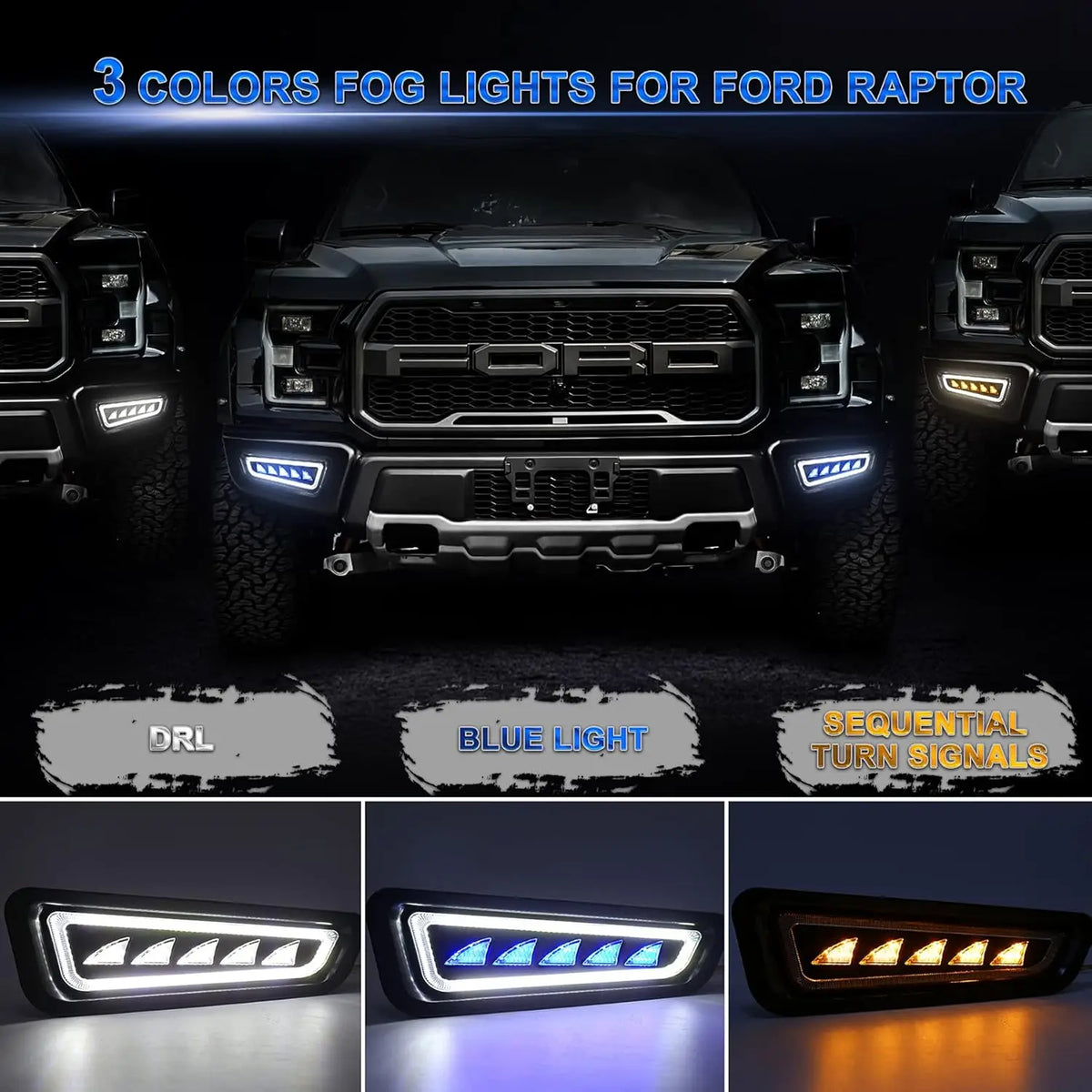 For 2017-2020 Ford F150 Raptor Movotor Waterproof Bumper Fog Ice