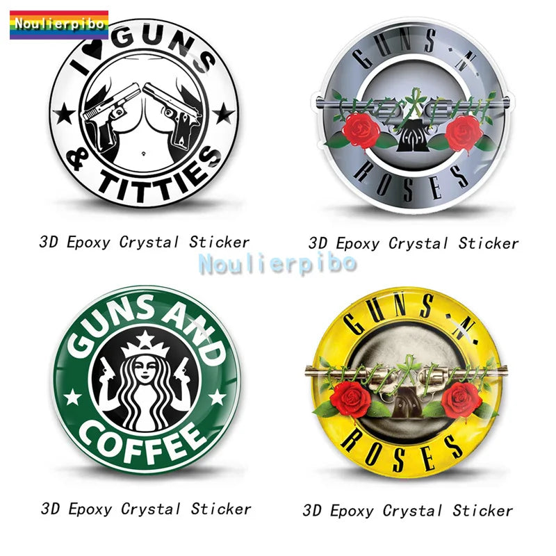 3D Cool Stereo Dome Usa Gun Flexible Sticker Motorcycle