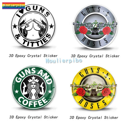 3D Cool Stereo Dome Usa Gun Flexible Sticker Motorcycle