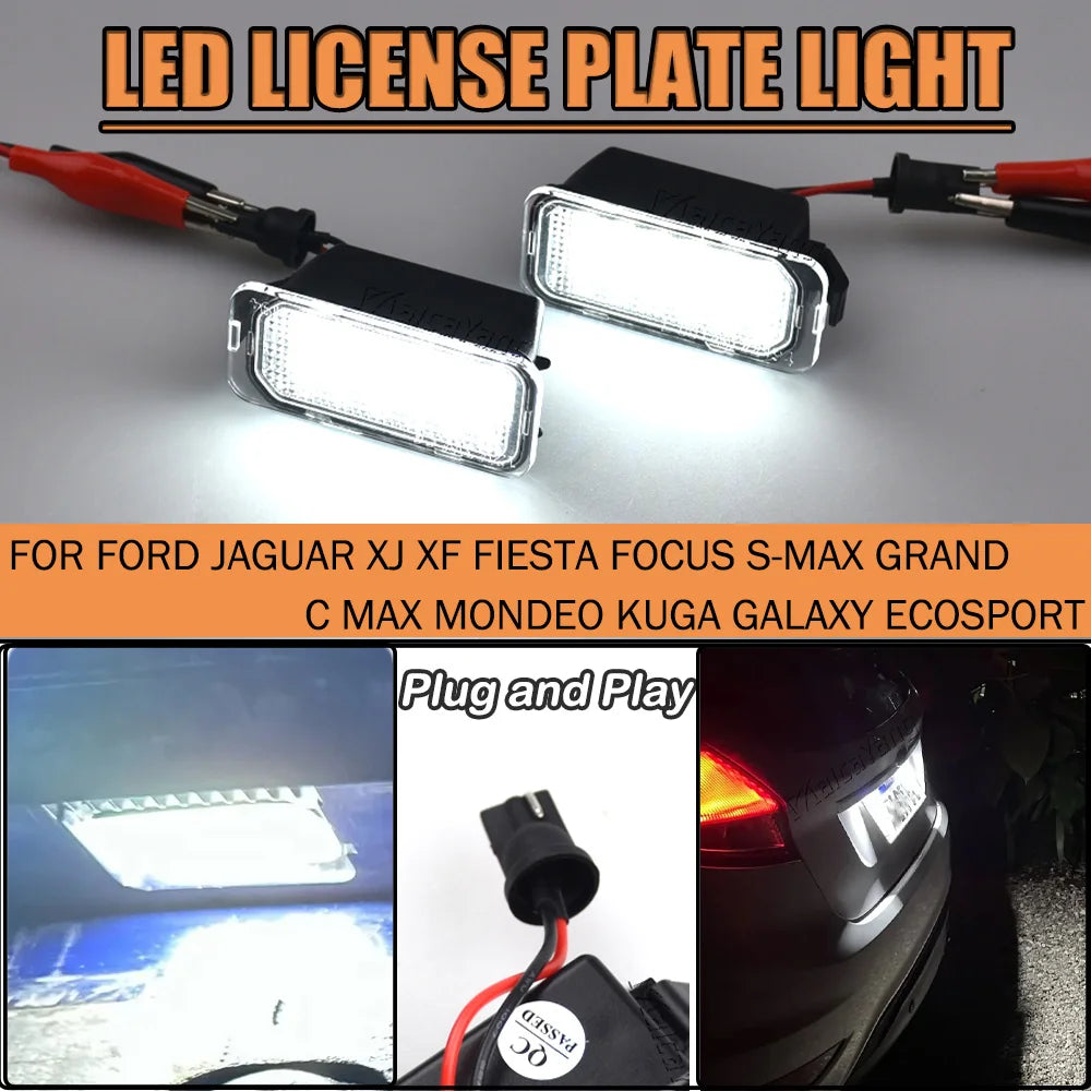 For Ford Kuga S Max Mondeo 2PCS License Plate MK4 MK5 MK2 Fiesta