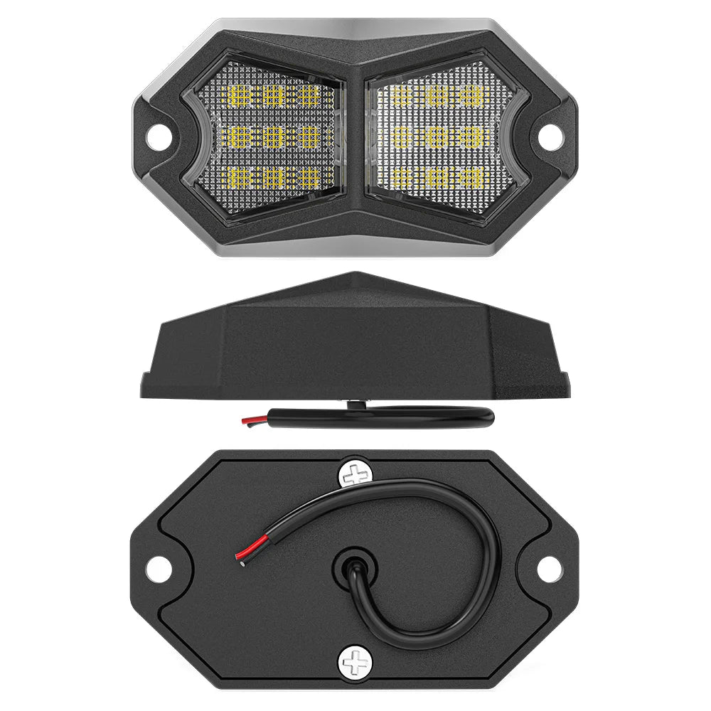 Krator 4PCS Rock White Pods Leds 210 Degree Wide