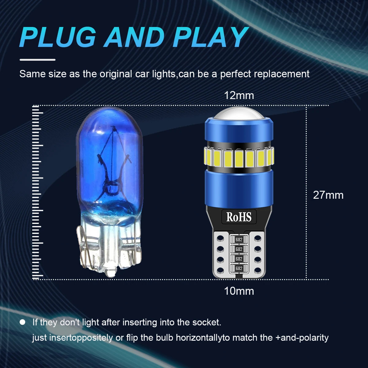 Nlpearl 2PCS W5W T10 Bulbs Canbus No Error Clearance
