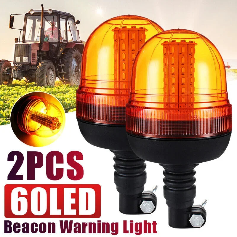 2PCS 12V 24V Amber Truck Tractor Flexible Warning Emergency