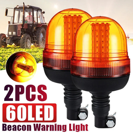 2PCS 12V 24V Amber Truck Tractor Flexible Warning Emergency