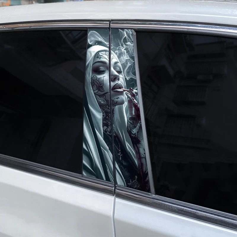 2PCS Nun Sticker B Pillar Waterproof Door 3D