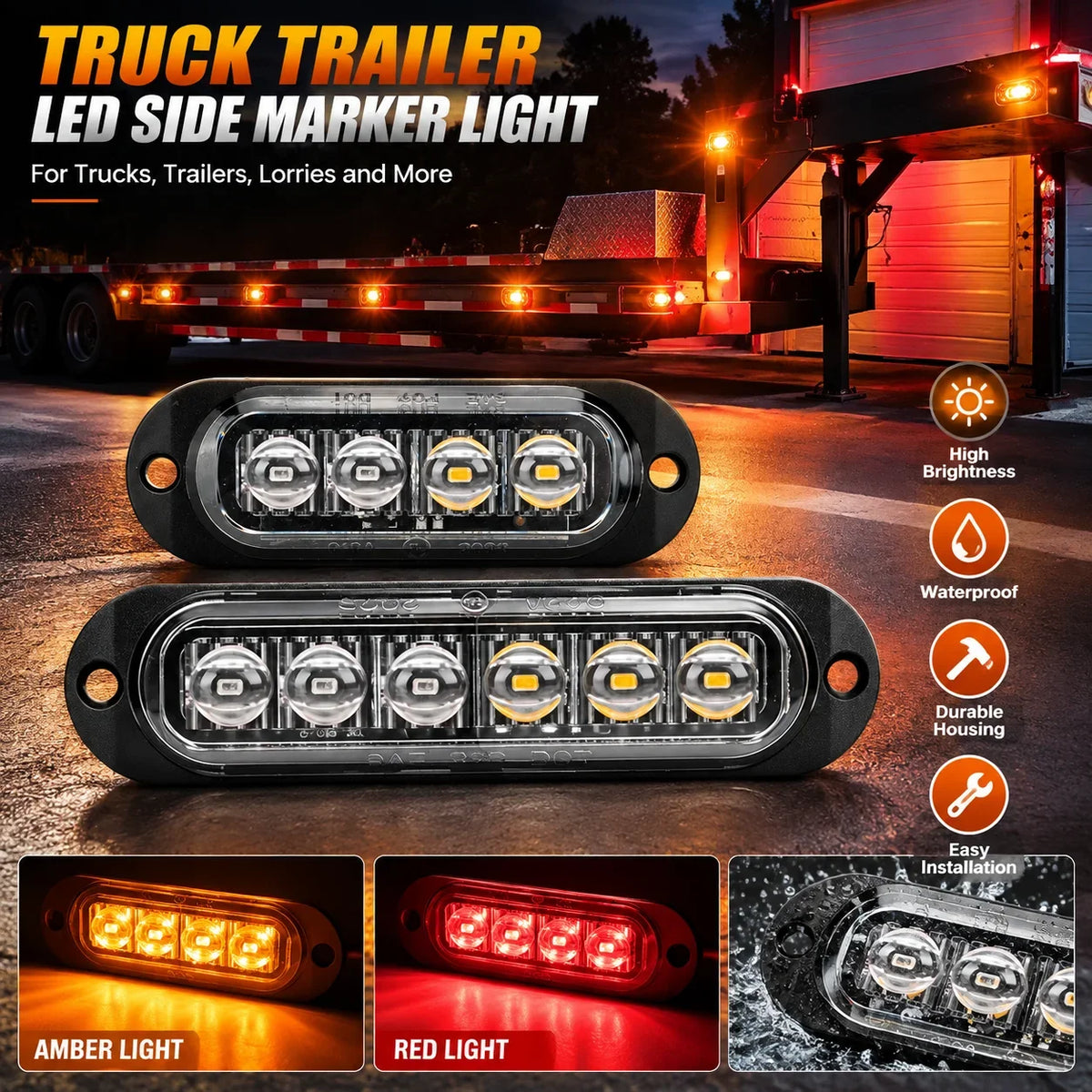 1PCS Truck Trailer Front Side Marker Indicators Warning Lorry