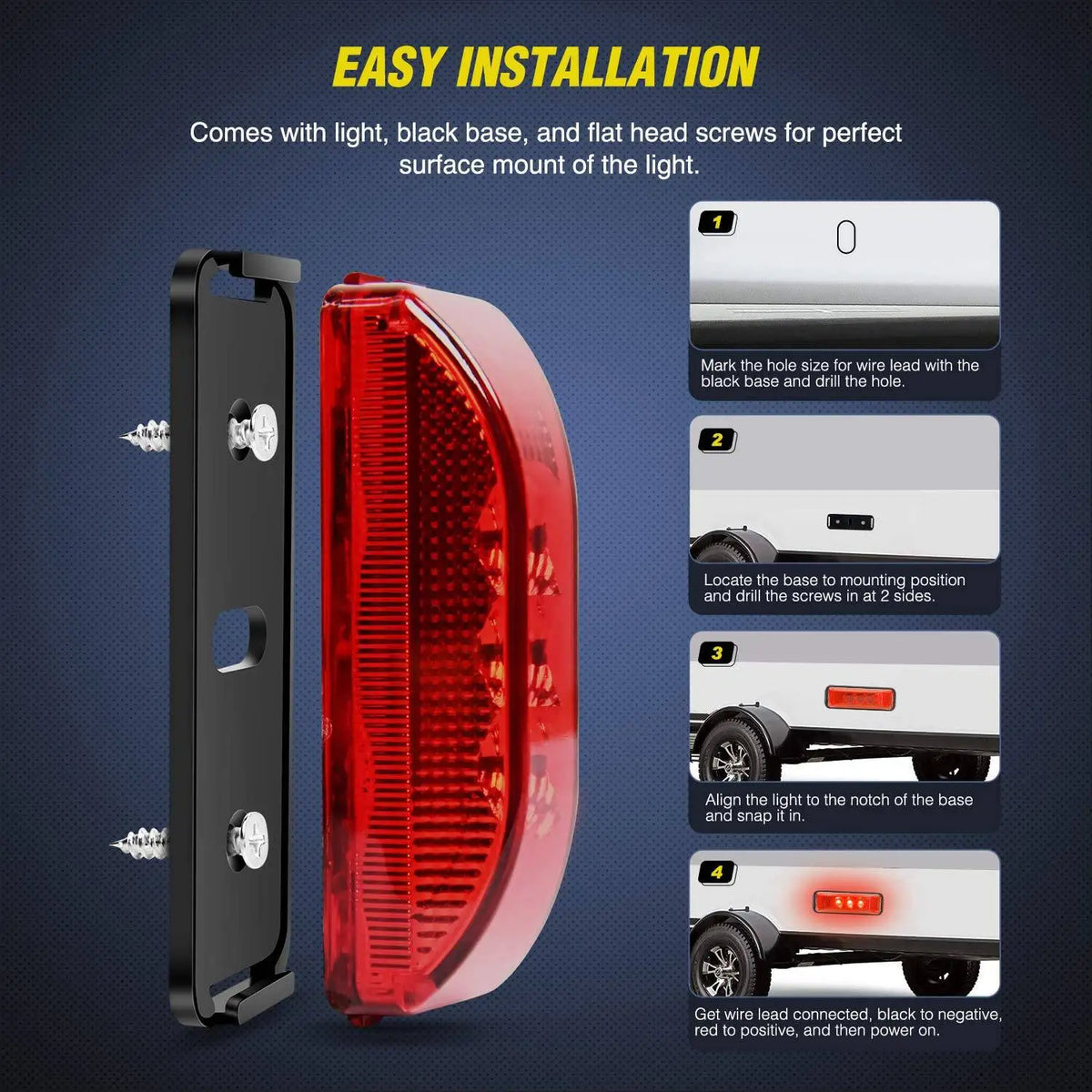 2PCS 24V 3.9inch Truck Trailer Red Front Rear Side