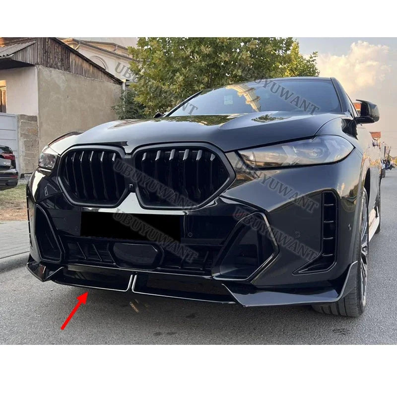 For BMW X6 G06 Lci M 3X Sport 2023 ABS Black Front Bumper Lip