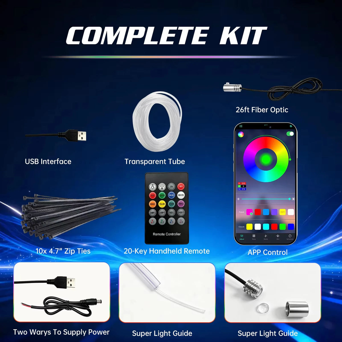 RGB Ambient Strip Kit Million Colors Interior APP Remote