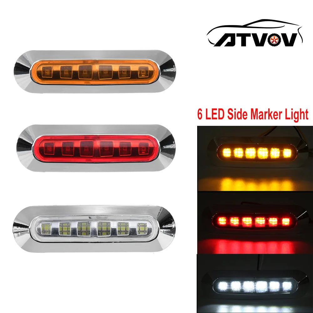 Atvov 2PCS 12V 24V Chrome Bezel Side Marker External