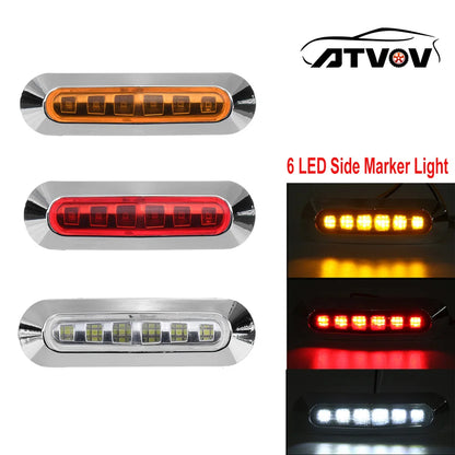 Atvov 2PCS 12V 24V Chrome Bezel Side Marker External