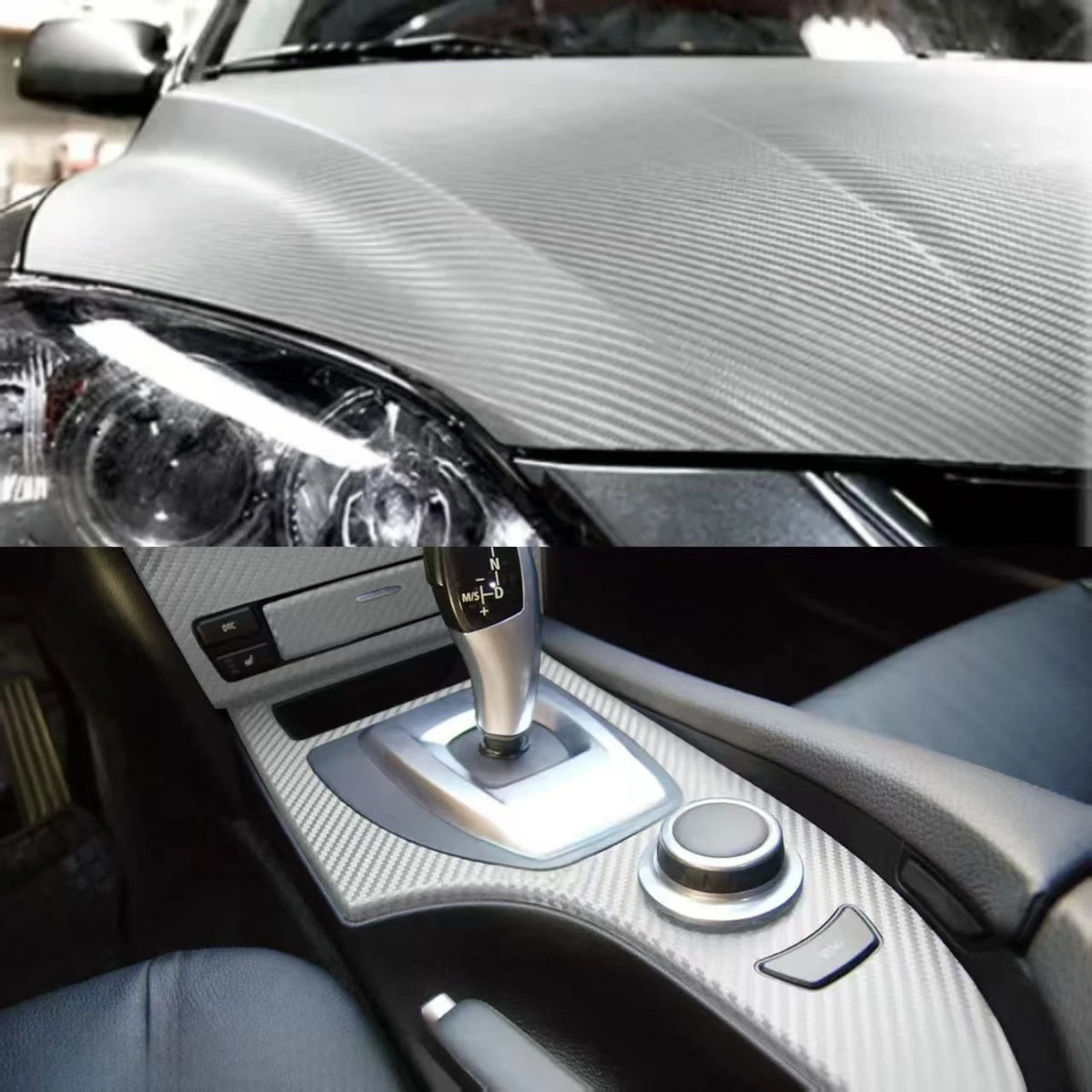 For Diy Automotive Interior Styling Decoration 3D Silver Carbon