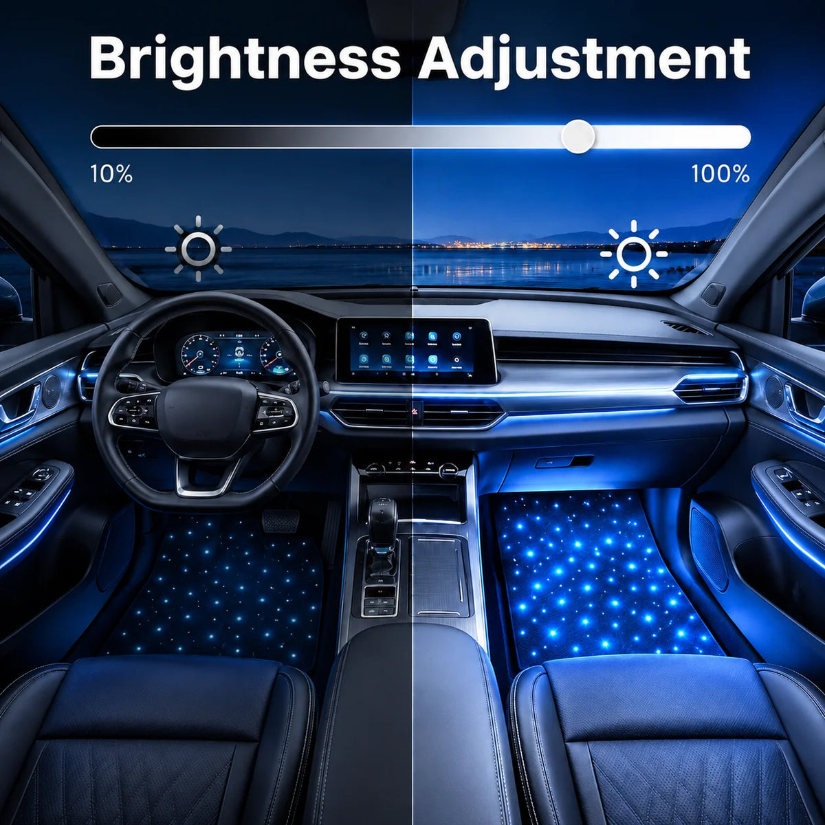 Fiber Optic Twinkle Star Floor Mats Waterproof Rugs RGB