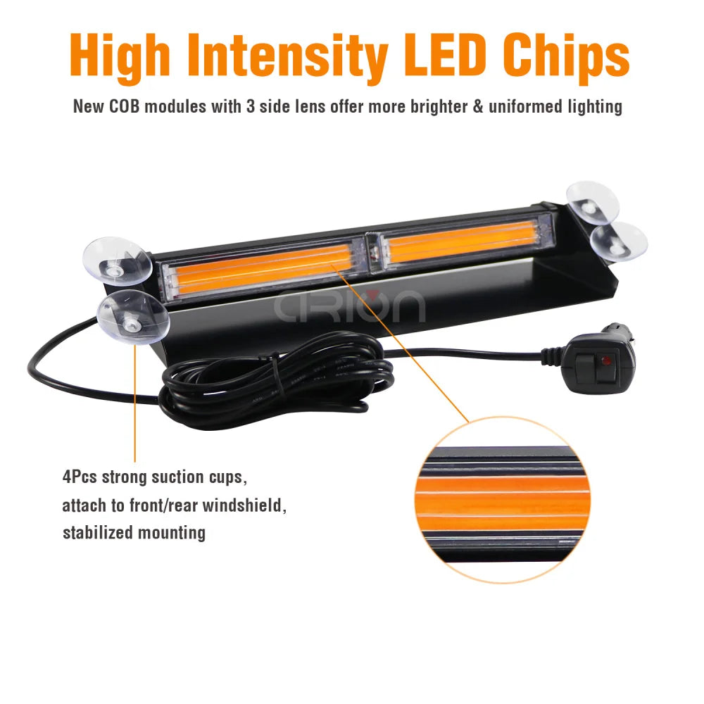 In Amber Cob Flashing Windscreen Sucker Strobe Warning Emergency