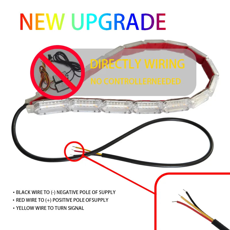 2PCS Flowing Daytime Running Sequential Flexible Strip Drl Turn