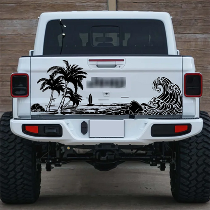For Pickup Tailgate Camping Rv Caravan Large Beach Wave Palm
