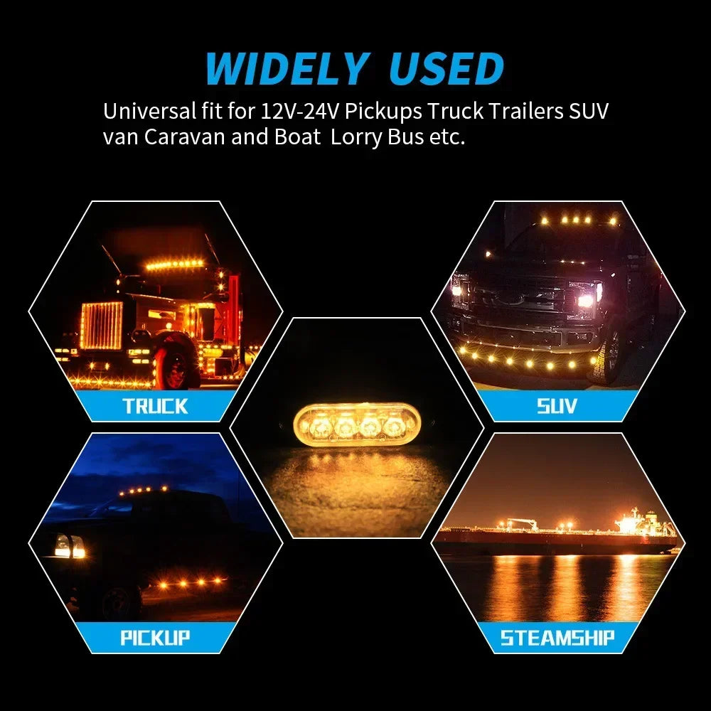 2PCS Warning Side Marker 12 24V Emergency Leds Truck