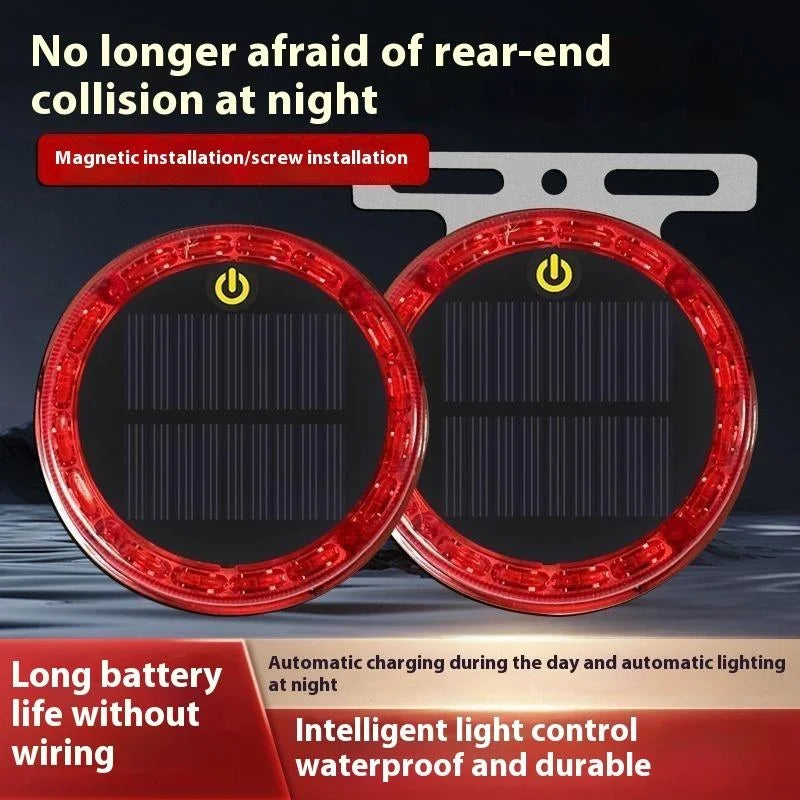 Solar Power Red Warning Flash Strong Magnet Truck Night