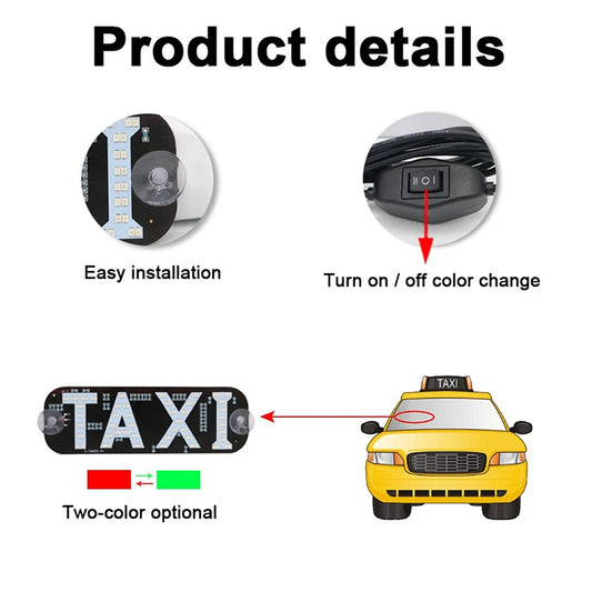 Taxi Dual Colors Sign Decor Color Changeable Hook On
