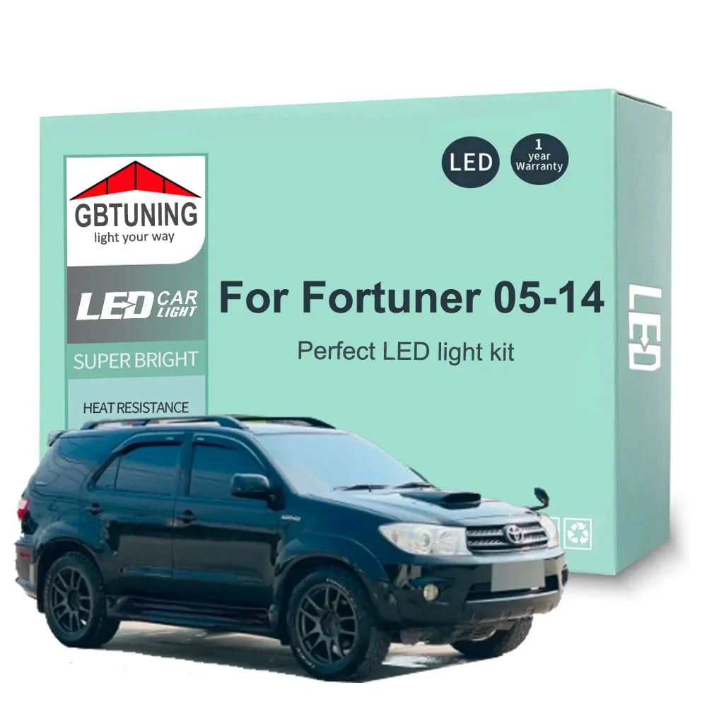For Toyota Fortuner MK1 I 2005-2010 10PCS Canbus Interior Bulb