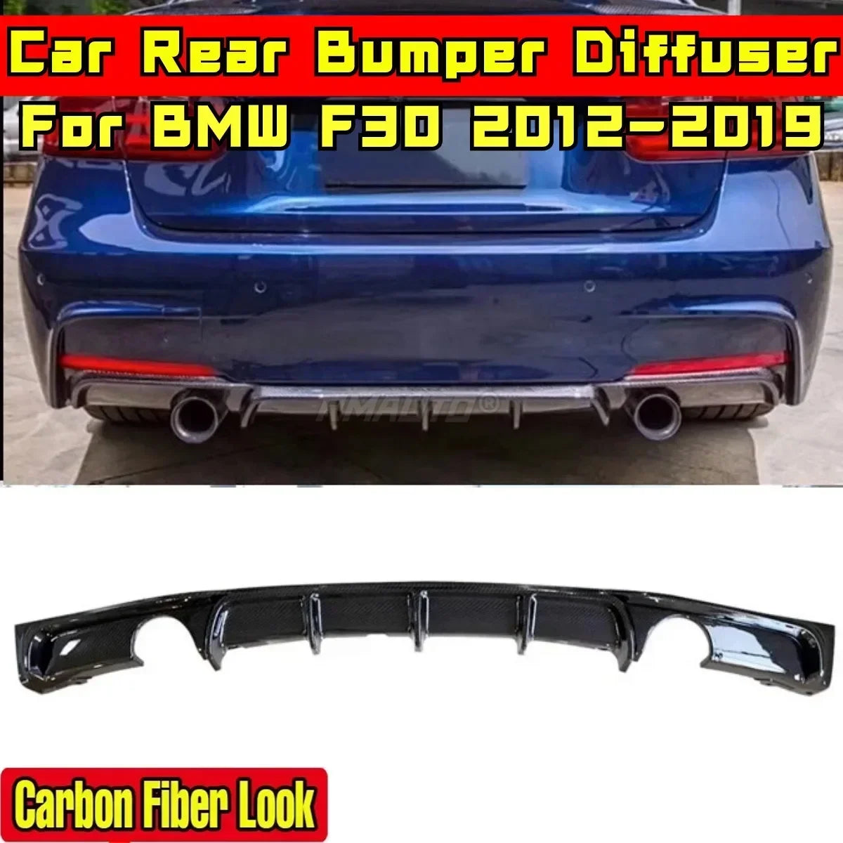 For BMW F30 2012-2019 Body Kit BMW F30 Rear Bumper Lip Carbon
