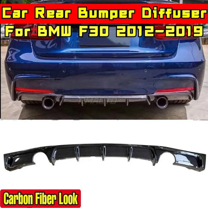 For BMW F30 2012-2019 Body Kit BMW F30 Rear Bumper Lip Carbon