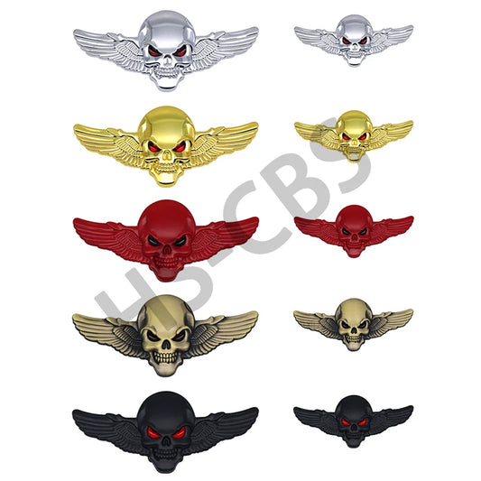 Metal 3D Skull Head Wing Totem Badge Rear Trunk