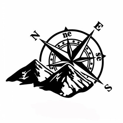 Laser Sticker Mountain Compass Fashion Body Decal Colorful Rear