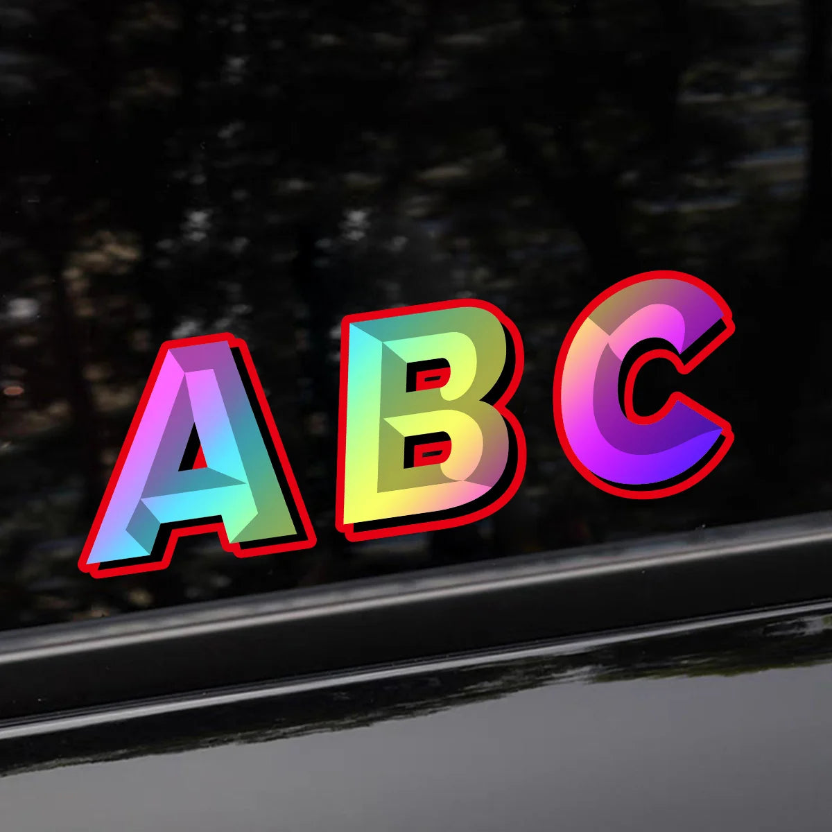 Holographic Gradient Letter Sticker Waterproof Vinyl Decal