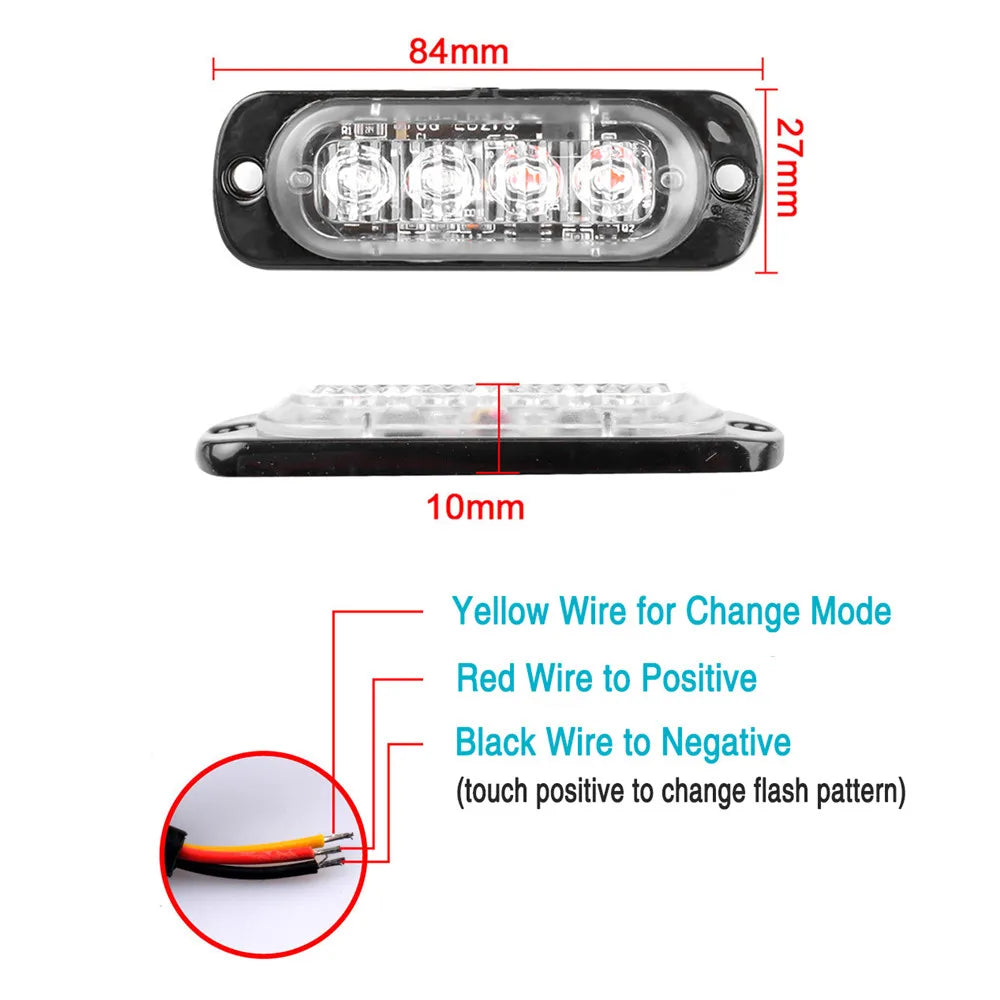 Signal Strobe Side Warning Grille Flashing Lightbar Beacon Amber