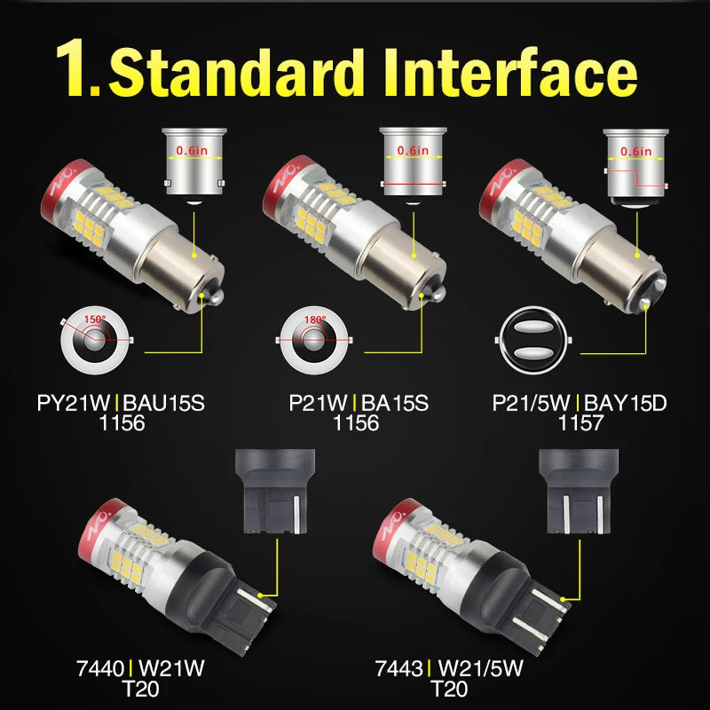 For Lada Drl P21 5W 1300LM Nao P21W py21w ba15s T20 W21 5W W5W