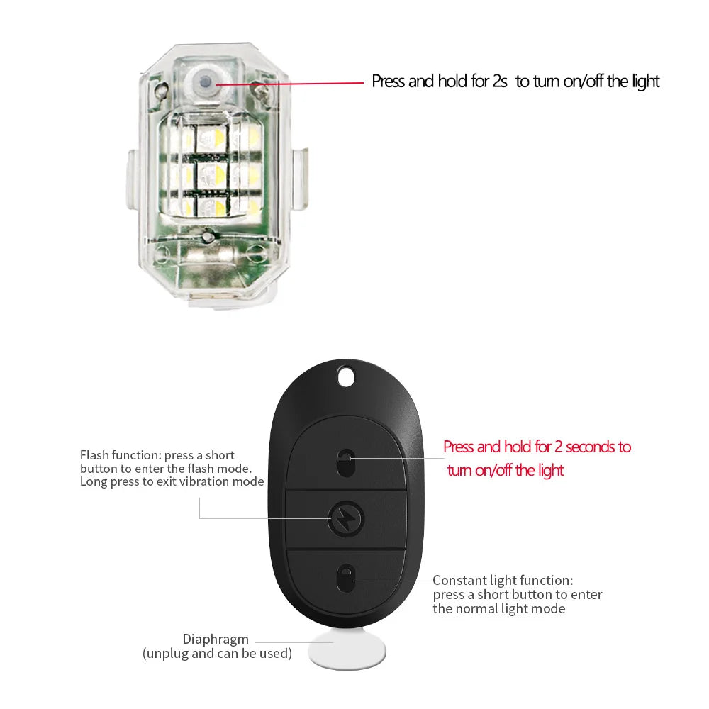 Motorcycle Scooter Warning Flash Waterproof 2.4g Wireless Remote