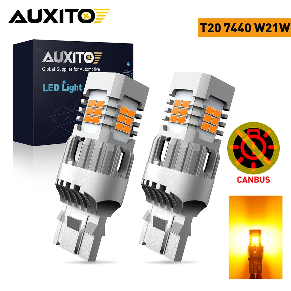 For Audi A3 Ford Focus Jeep Auxito 2PCS T20 7440 Bulb Canbus