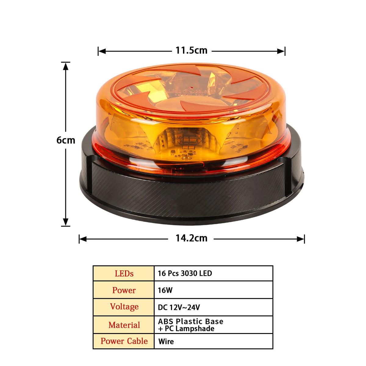 12v-24v Emergency Traffice Vehicles Amber Strobe Warning Mount