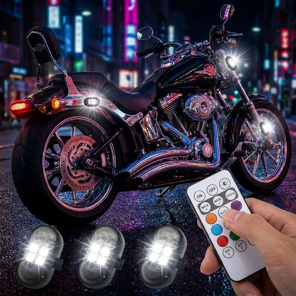 1-10pcs RGB Warning Flash USB Charge Strobe Motorcycle Wireless