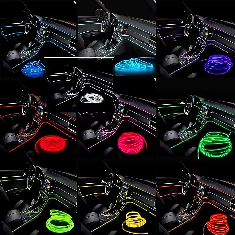 5M Interior Strip El Wire Neon Ambient Lighting USB