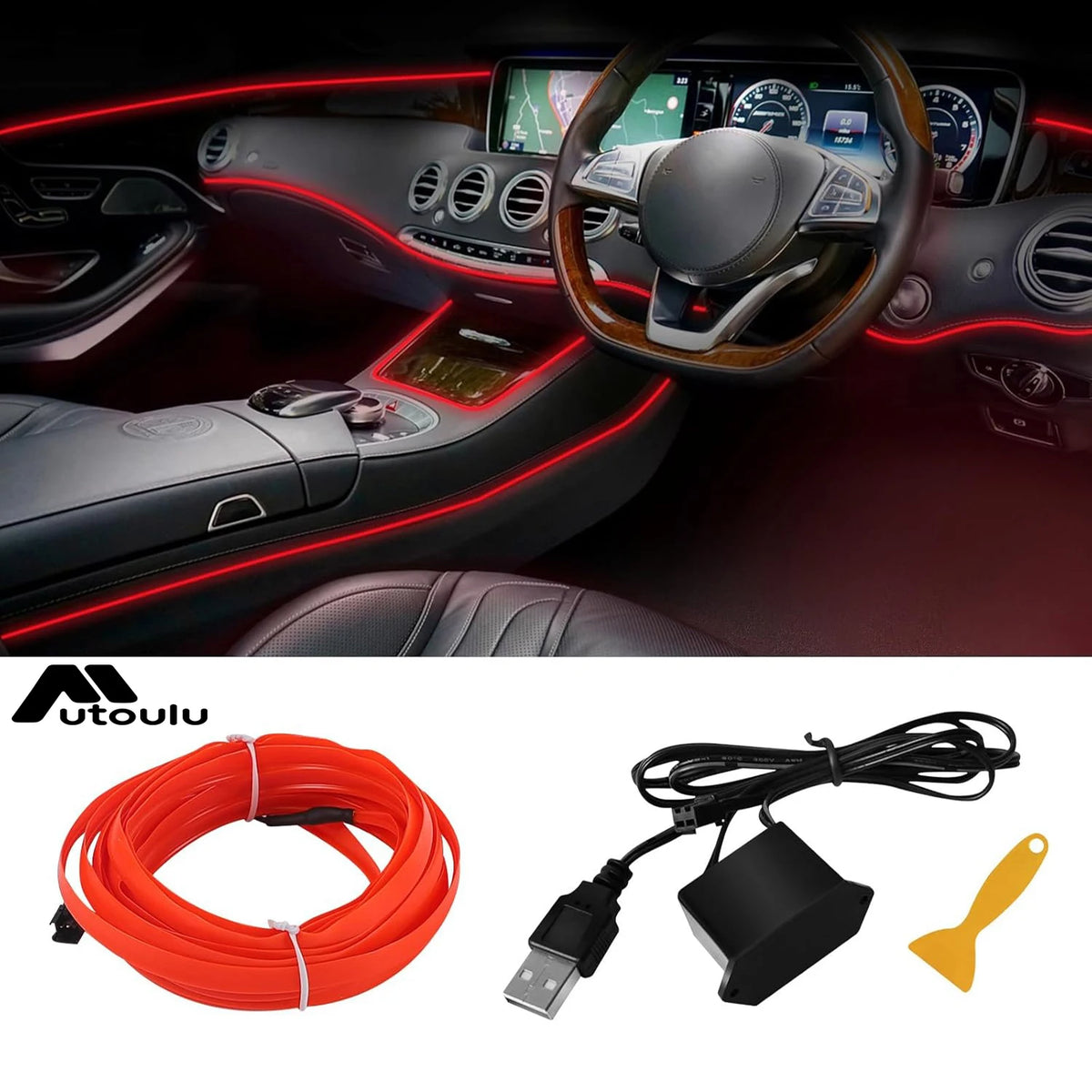 5M Neon Interior Lighting Strips 5V Flexible El Cold