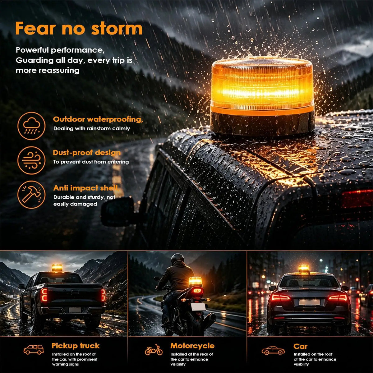 Emergency Beacon USB Rechargeable V16 Magnetic Induction Strobe