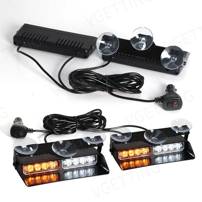 For Flash Warning Lamp Windshield Bar 2-in-1 Front Strobe Beads