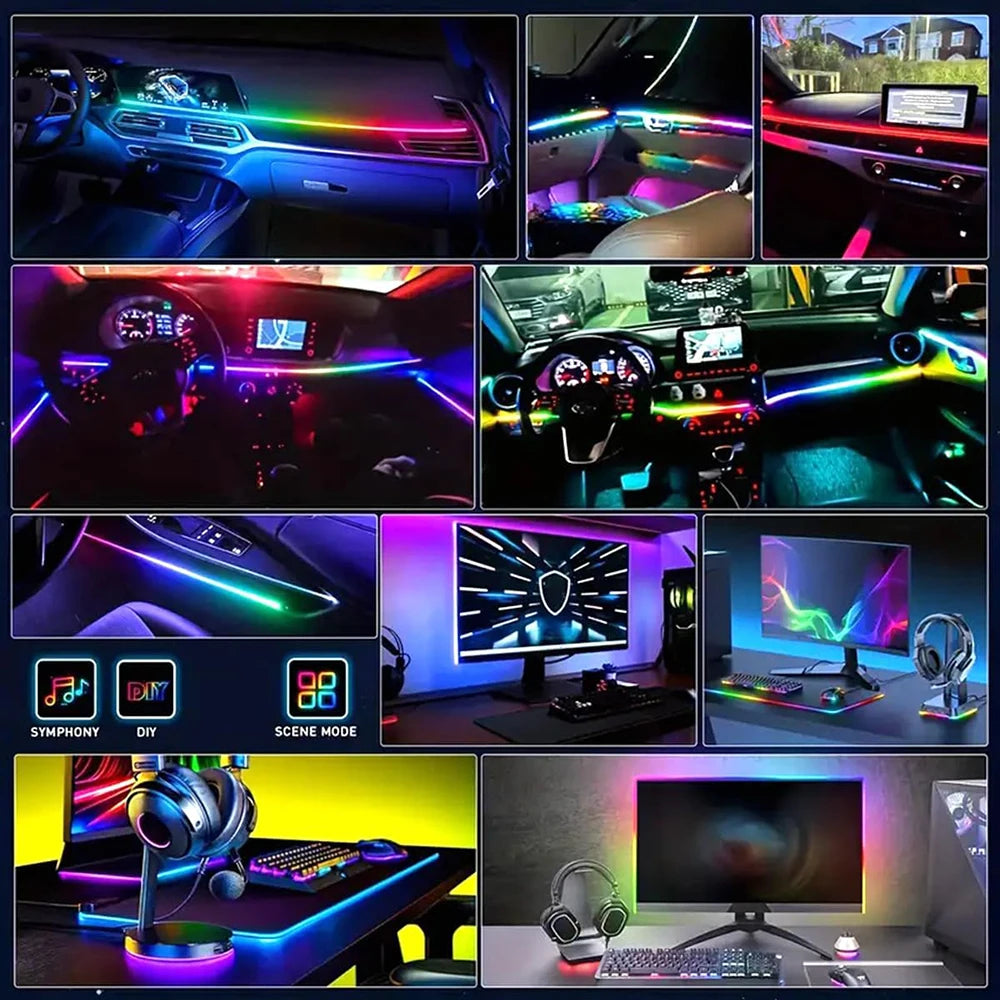 Colorful RGB Interior Strip Acrylic Ambient Neon Dashboard