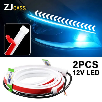 12V 2PCS Drl Daytime Running Flexible Start Sequential Scan