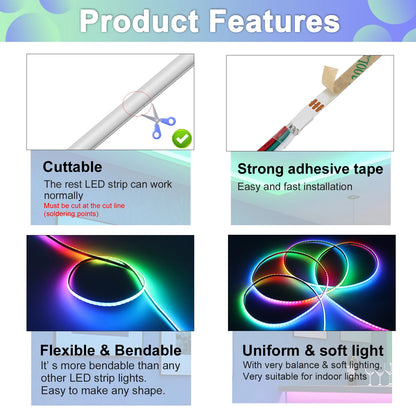 5V 3MM ws2812b Rgbic Cob Strip Addressable Individual Pixel