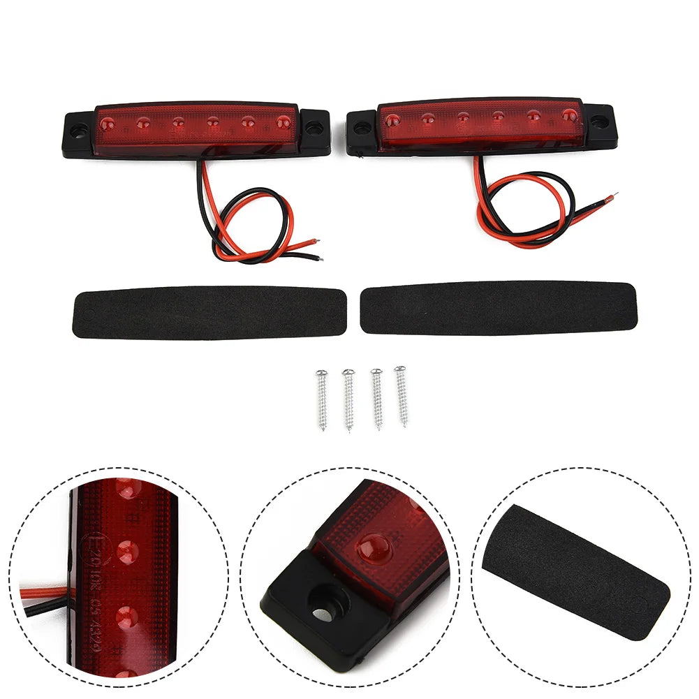 2PCS 6-led Work Turn Signal Lamps Red Sealed Brake