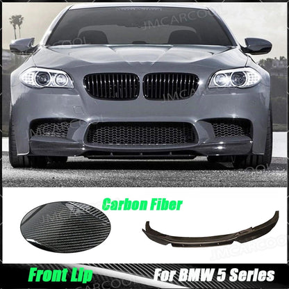 For BMW 5 Series F10 M5 2PCS Carbon Fiber Front Lip Spoiler
