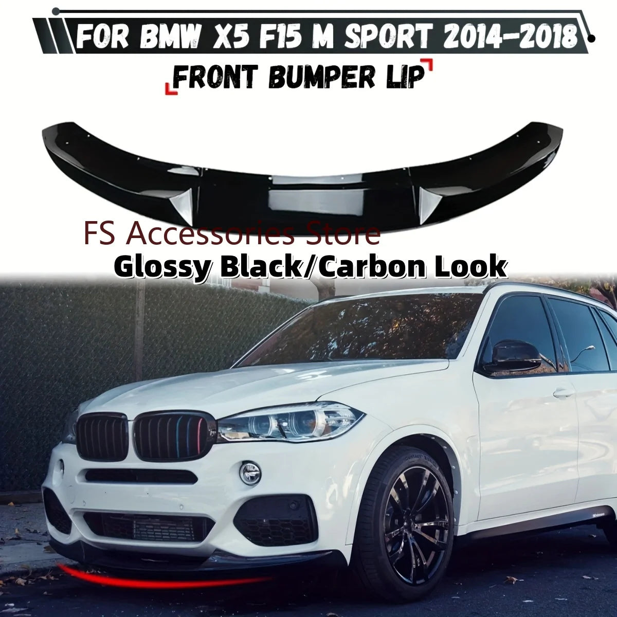 For BMW X5 F15 2014-2018 M-Sport Front Bumper Lip Body Kit