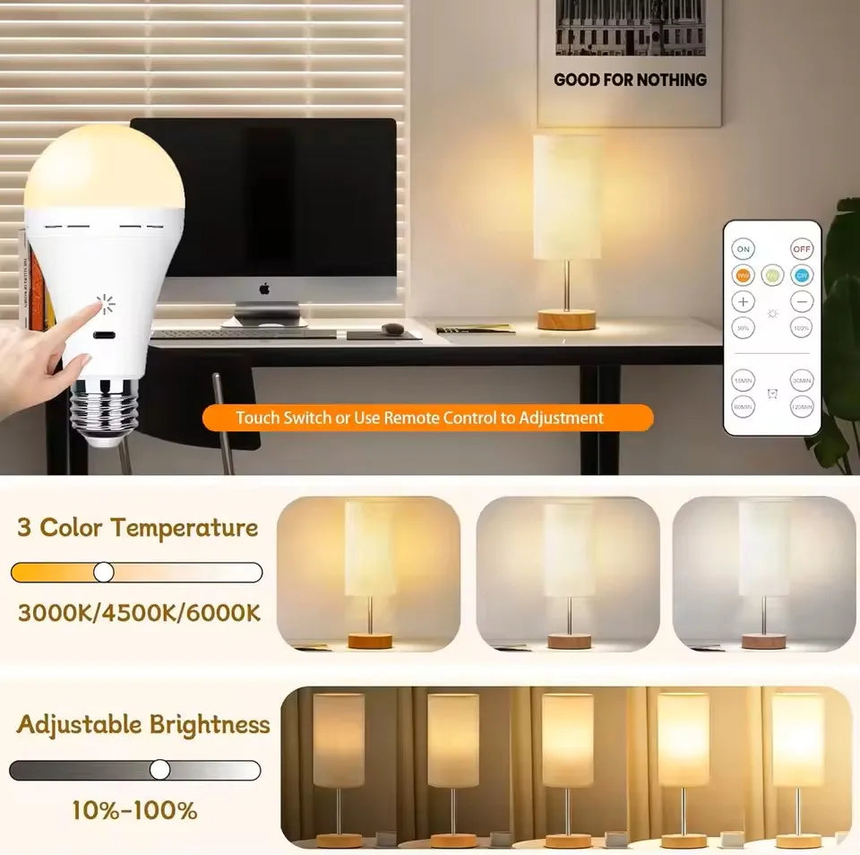 usb-c E27 Rechargeable Bulb Wireless Remote Control Battery