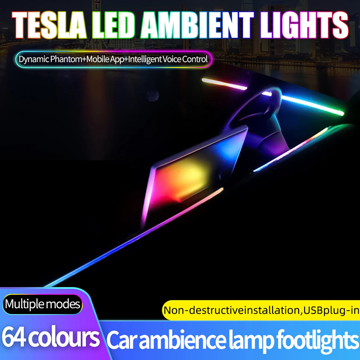 For Tesla LED Interior Lights Center Console Atmosphere Sunroof