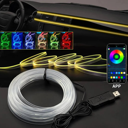 Interior Atmosphere Ambient Strip RGB Invisible USB Fiber Optic