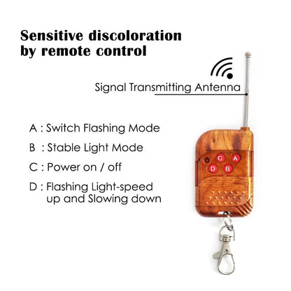 4PCS Grill Strobe Red Blue Emergency Remote Wireless Control